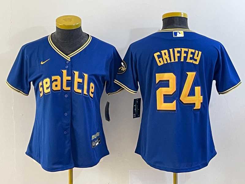 Womens Seattle Mariners Blank Blue 2023 City Connect Cool Base Stitched Jersey->mlb womens jerseys->MLB Jersey